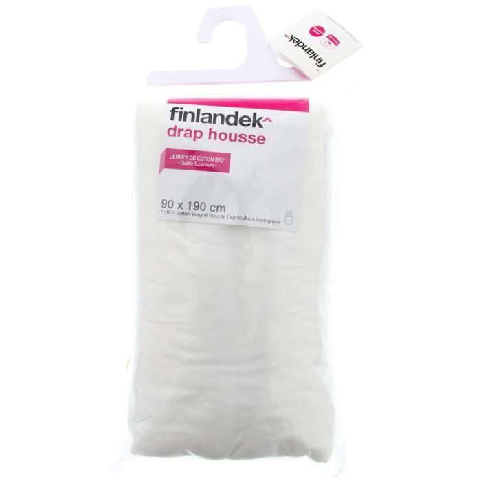 FINLANDEK Drap housse jersey 90x190 - Blanc