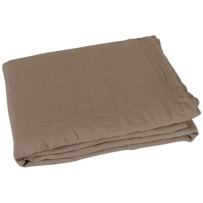 VENT DU SUD Drap plat Lin Lavé 270x300cm SONATE Havane