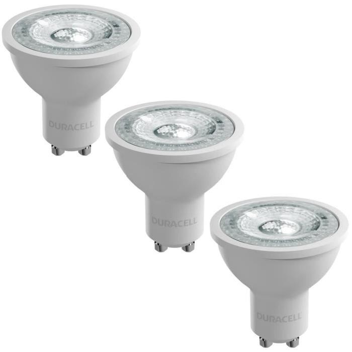 DURACELL Lot de 3 ampoules LED spot réflecteur GU10 5,8 W équivalent 60 W blanc chaud