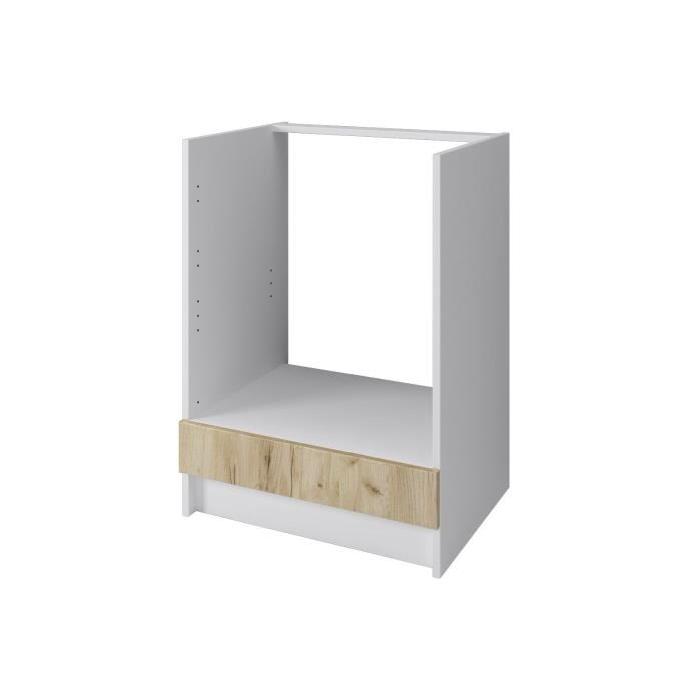 OBI Meuble four bas L 60 cm - Décor chene doré et blanc