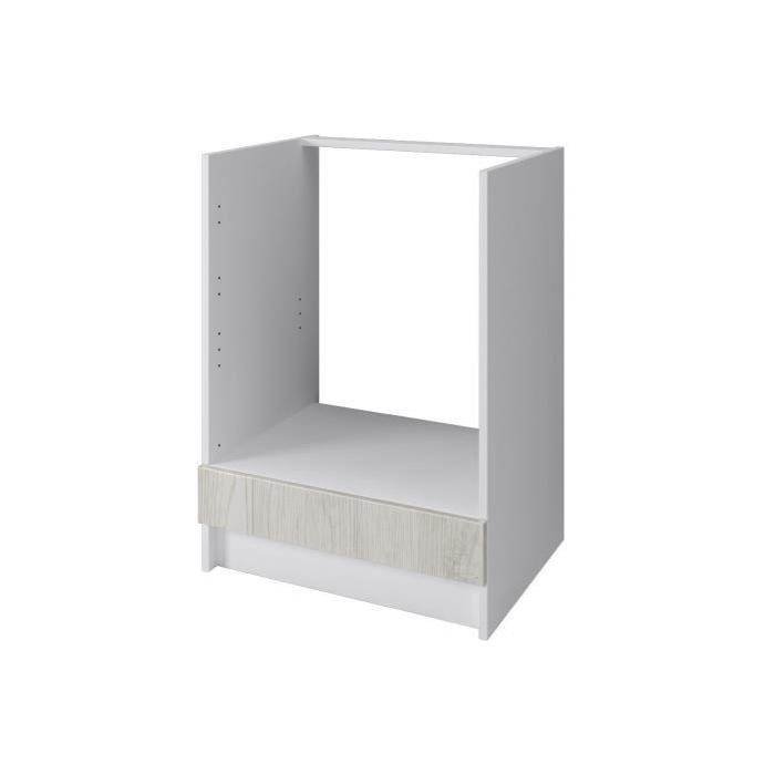 OBI Meuble four bas L 60 cm - Décor chene Sanremo et blanc