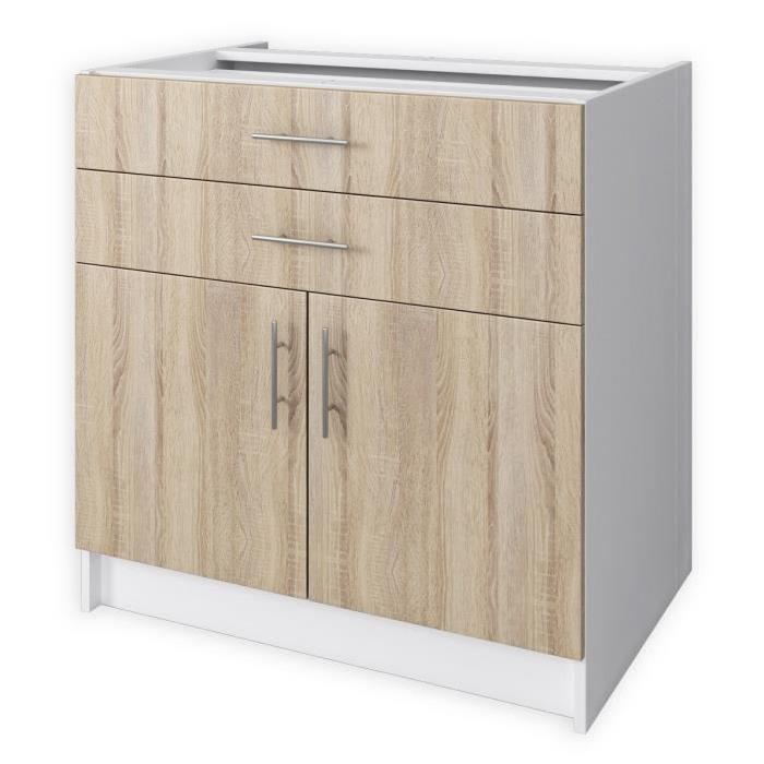 OBI Meuble bas de cuisine L 80 cm - Décor chene clair