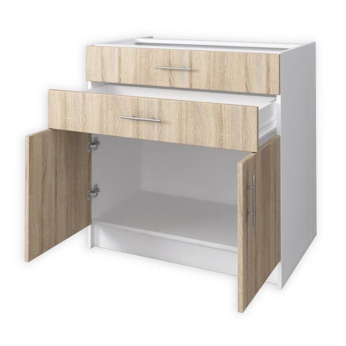 OBI Meuble bas de cuisine L 80 cm - Décor chene clair