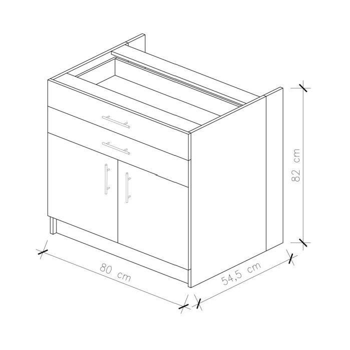 OBI Meuble bas de cuisine L 80 cm - Décor chene clair