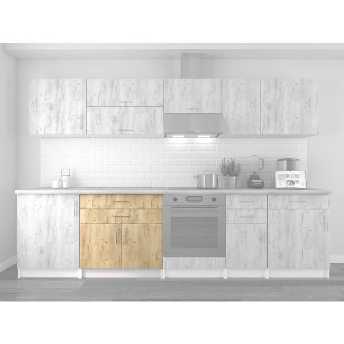 OBI Meuble bas de cuisine L 80 cm - Décor chene doré et blanc