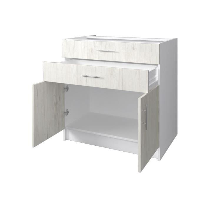 OBI Meuble bas de cuisine L 80 cm - Décor chene Sanremo et blanc