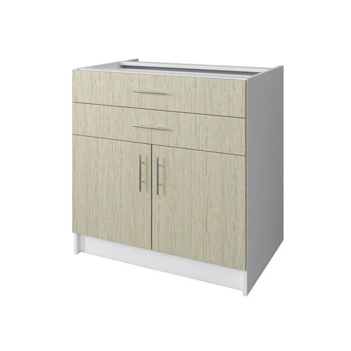 OBI Meuble bas de cuisine L 80 cm - Décor chene Monumental et blanc