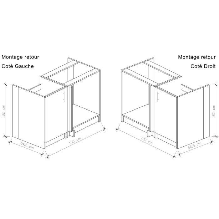 OBI Meuble bas d'angle 100 cm - Décor chene clair