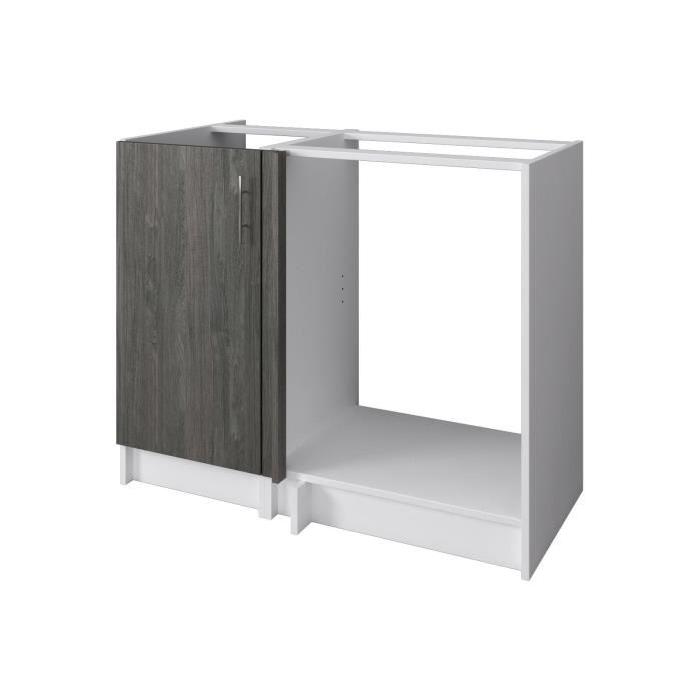 OBI Meuble bas angle de cuisine L 100 cm - Décor teck marine et blanc