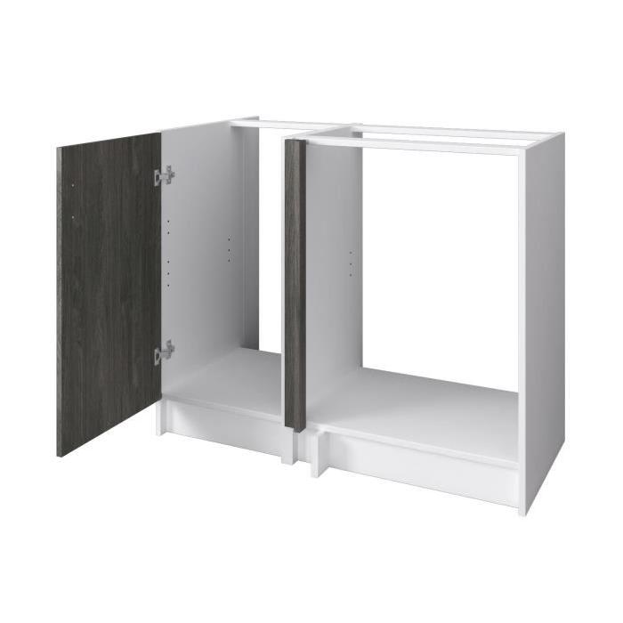 OBI Meuble bas angle de cuisine L 100 cm - Décor teck marine et blanc