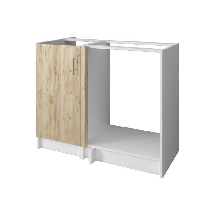 OBI Meuble bas angle de cuisine L 100 cm - Décor chene doré et blanc