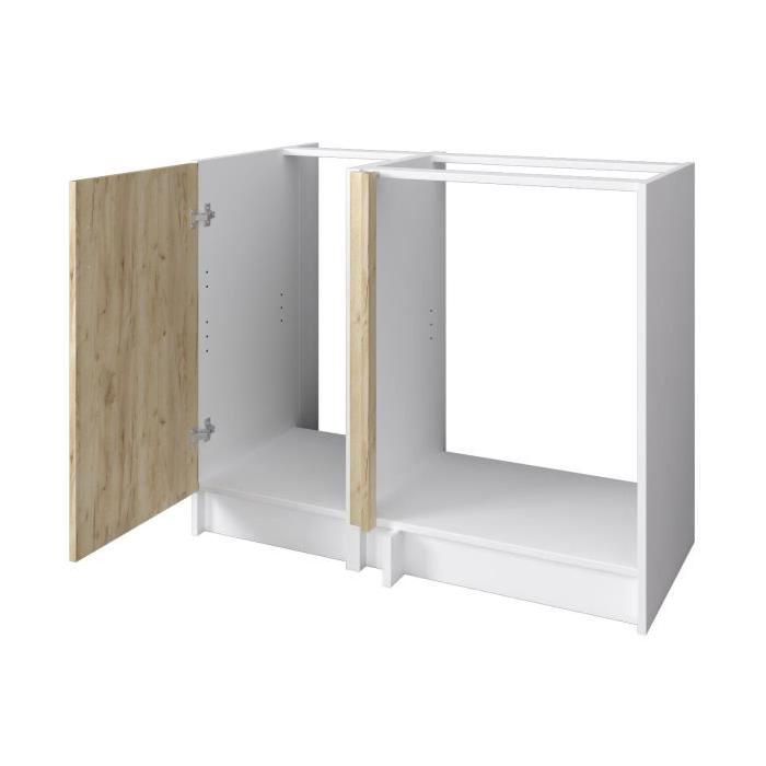 OBI Meuble bas angle de cuisine L 100 cm - Décor chene doré et blanc