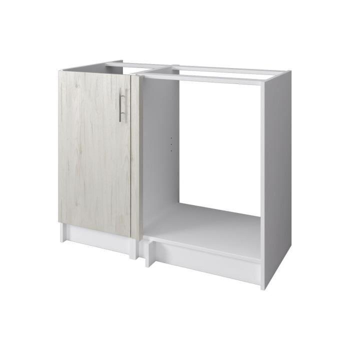 OBI Meuble bas angle de cuisine L 100 cm - Décor chene Sanremo et blanc