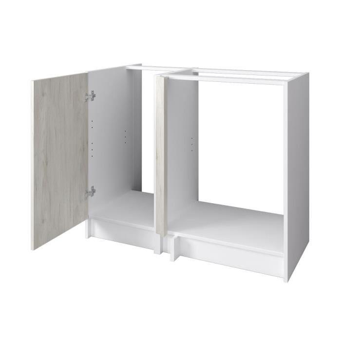 OBI Meuble bas angle de cuisine L 100 cm - Décor chene Sanremo et blanc