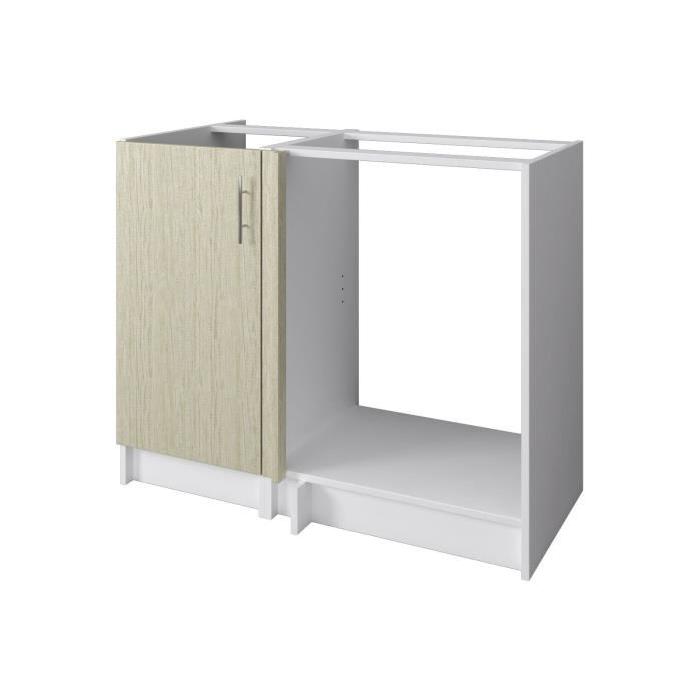 OBI Meuble bas angle de cuisine L 100 cm - Décor chene Monumental et blanc