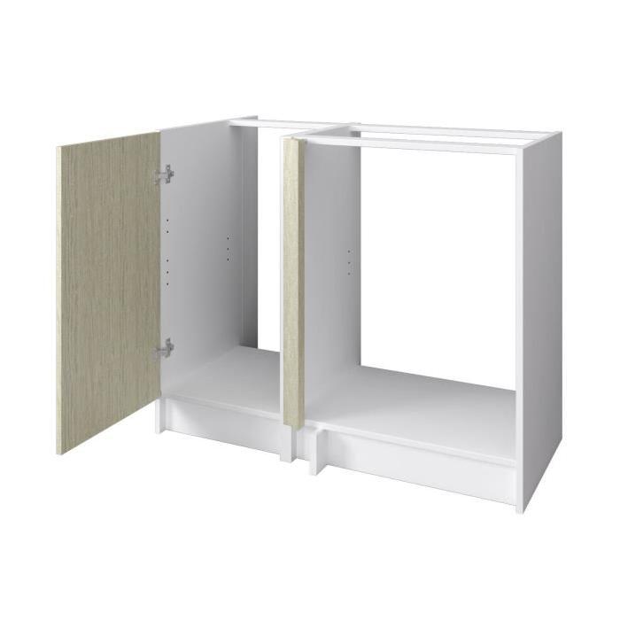 OBI Meuble bas angle de cuisine L 100 cm - Décor chene Monumental et blanc