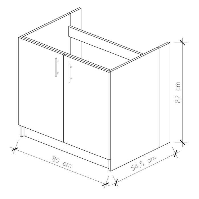 CITY Meuble sous évier L 80 cm - Gris laqué brillant - fermeture soft close