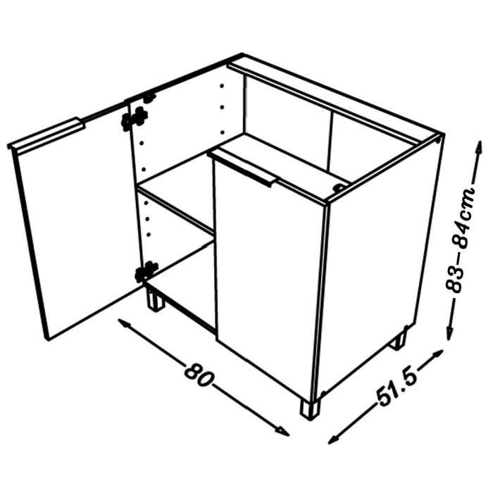 POP Meuble bas de cuisine L 80 cm - Noir