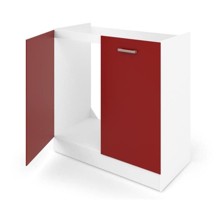 ULTRA Meuble bas sous évier L 80 cm rouge mat