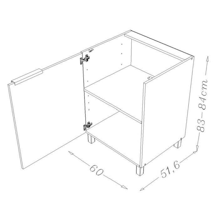 POP Meuble bas de cuisine L 60 cm - Blanc brillant