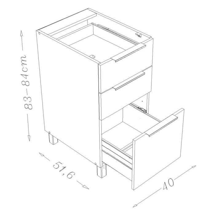 POP Meuble bas de cuisine L 40 cm - Blanc brillant