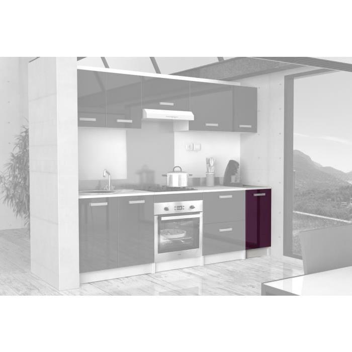 START Meuble bas de cuisine L 40 cm avec plan de travail inclus - Aubergine Brillant