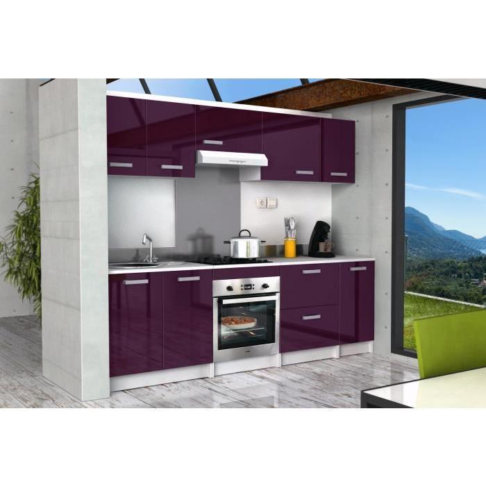 START Meuble bas de cuisine L 40 cm avec plan de travail inclus - Aubergine Brillant