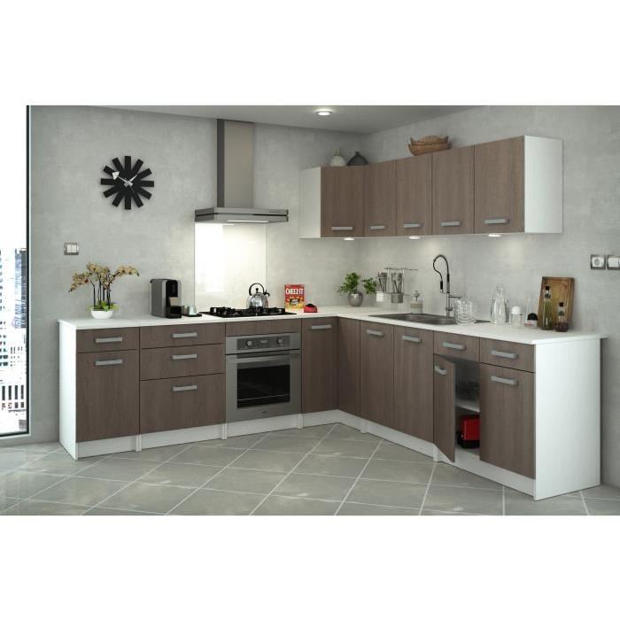 START Meuble de cuisine bas avec plan de travail L 40 cm - Blanc et décor chene taupe