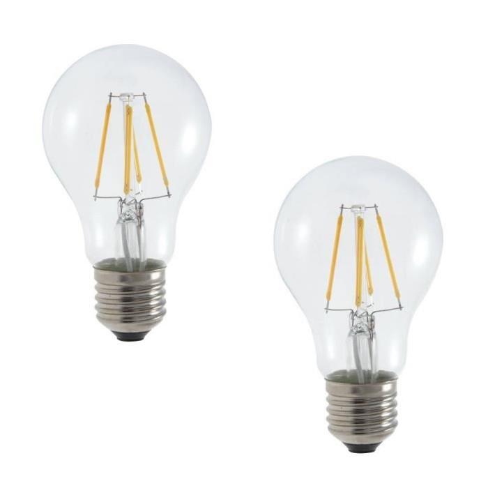 MACADAM LIGHTING Lot de 2 ampoules LED filament standard E27 7,5 W équivalent a 60 W blanc chaud