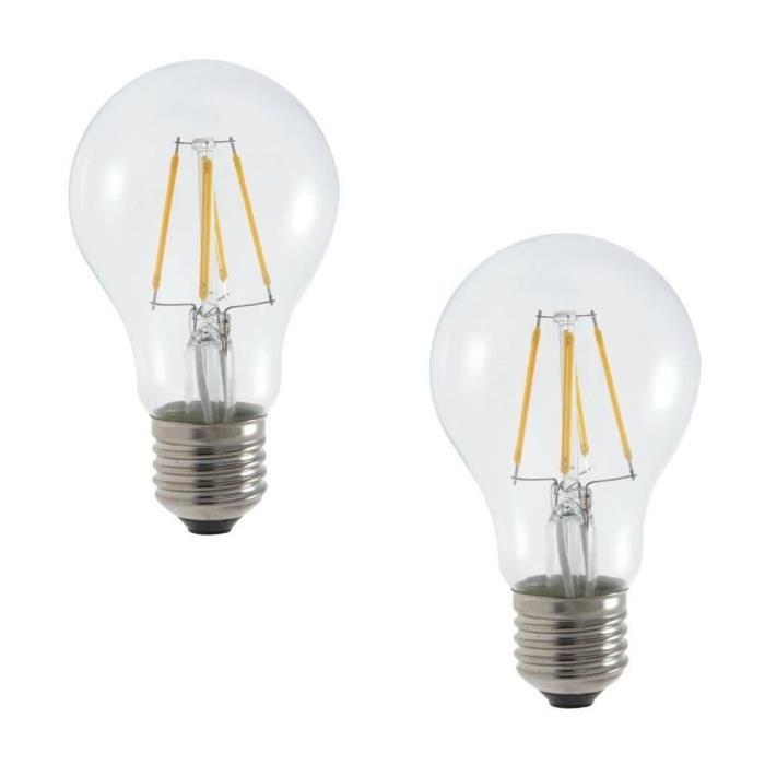 MACADAM LIGHTING Lot de 2 ampoules LED filament standard E27 6 W équivalent a 40 W blanc chaud