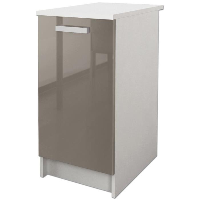 START Meuble bas de cuisine avec plan de travail L 40 cm - Taupe brillant