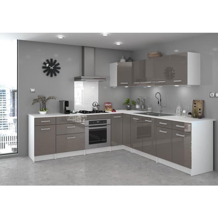 START Meuble bas de cuisine avec plan de travail L 40 cm - Taupe brillant