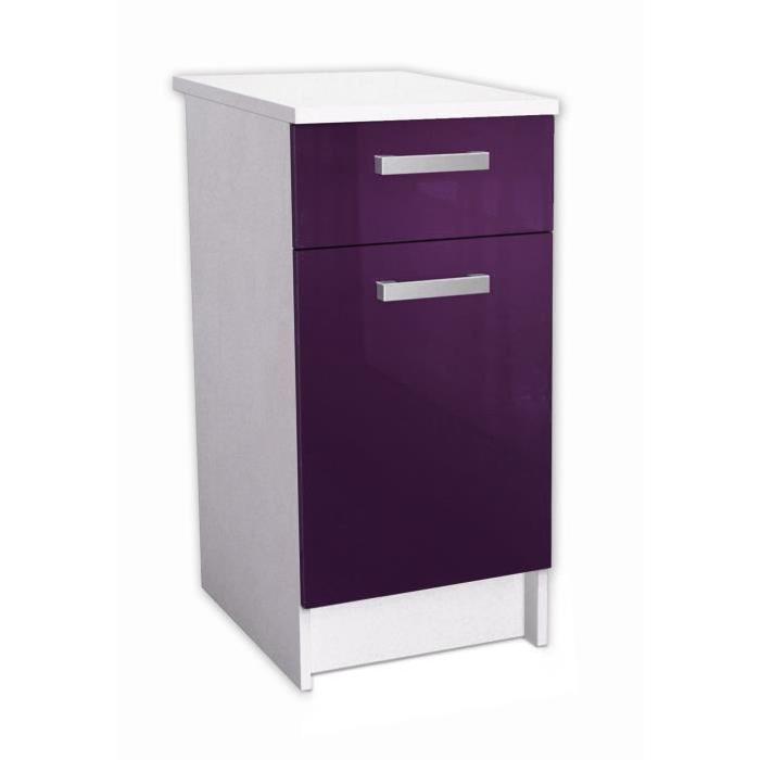 START Meuble bas de cuisine  L 40 cm - Aubergine brillant