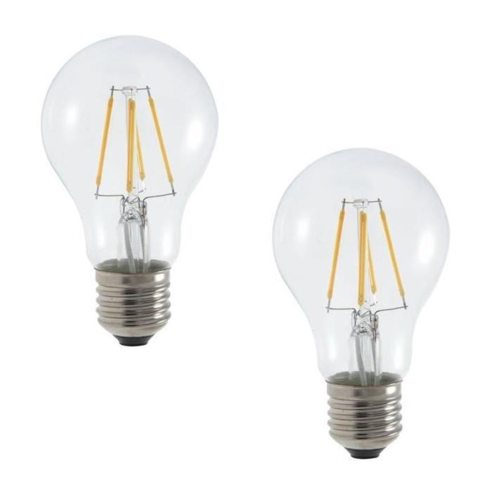 MACADAM LIGHTING Lot de 2 ampoules LED filament standard E27 4 W équivalent a 40 W blanc chaud