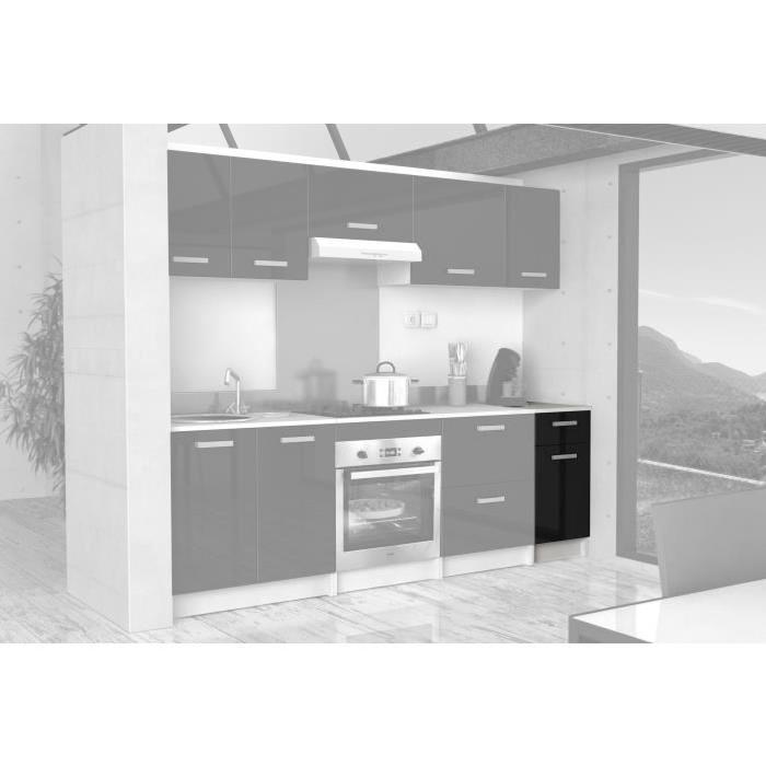 START Meuble bas de cuisine l 40 cm avec plan de travail inclus - Noir Brillant