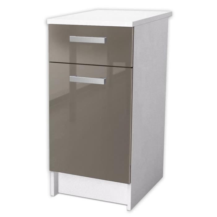 START Meuble bas de cuisine avec plan de travail L 40 cm - Taupe brillant