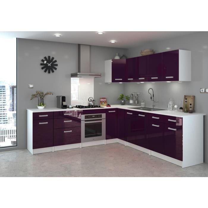 START Meuble bas de cuisine avec plan de travail L 60 cm - Aubergine brillant