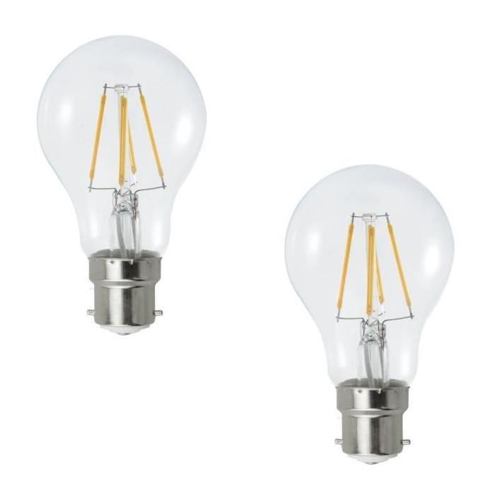 MACADAM LIGHTING Lot de 2 ampoules LED filament standard B22 7,5 W équivalent a 60 W blanc chaud