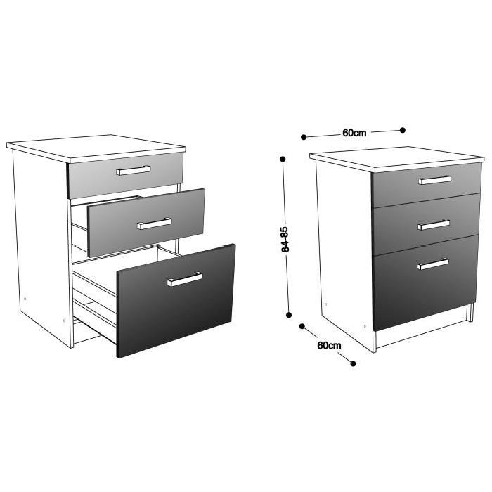 START Meuble bas de cuisine avec plan de travail L 60 cm - Aubergine brillant