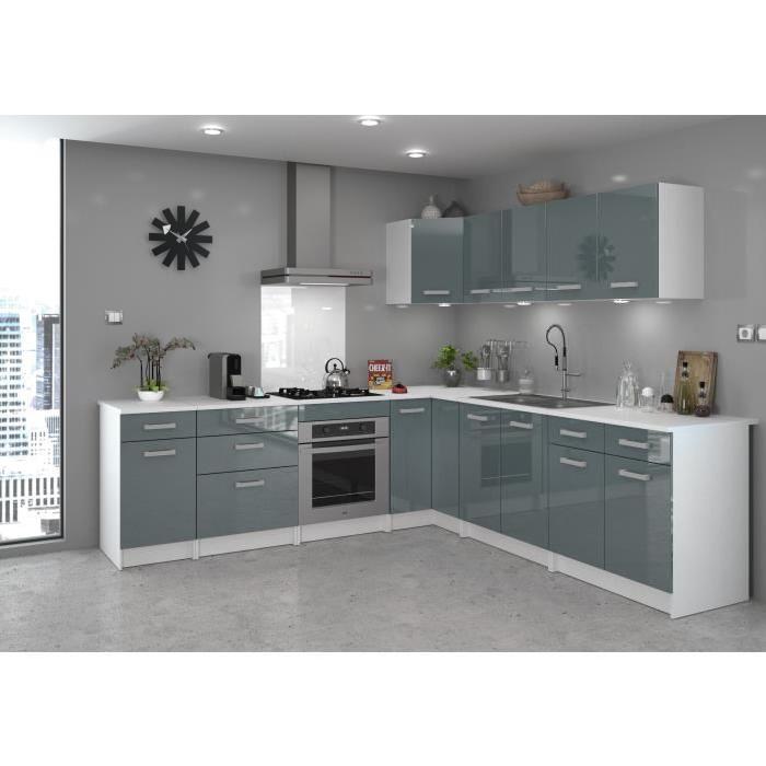 START Meuble bas de cuisine avec plan de travail L 60 cm - Gris brillant