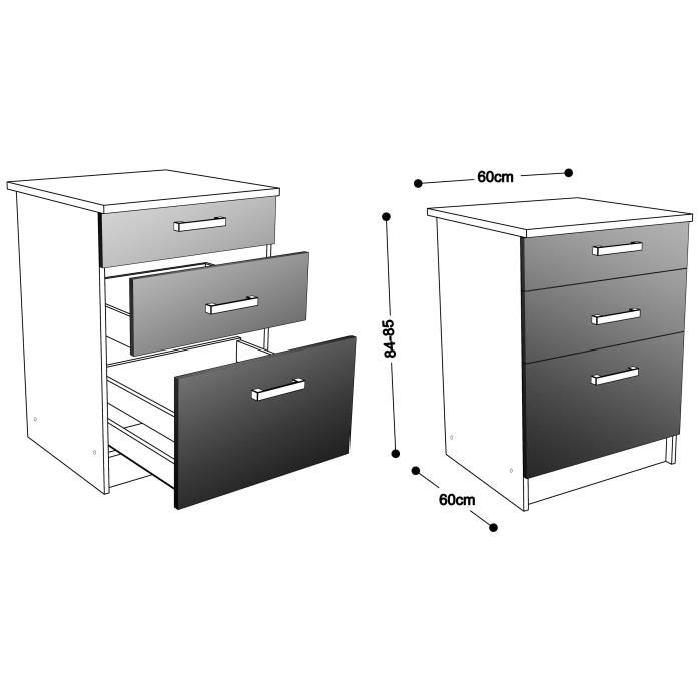 START Meuble bas de cuisine avec plan de travail L 60 cm - Ivoire brillant