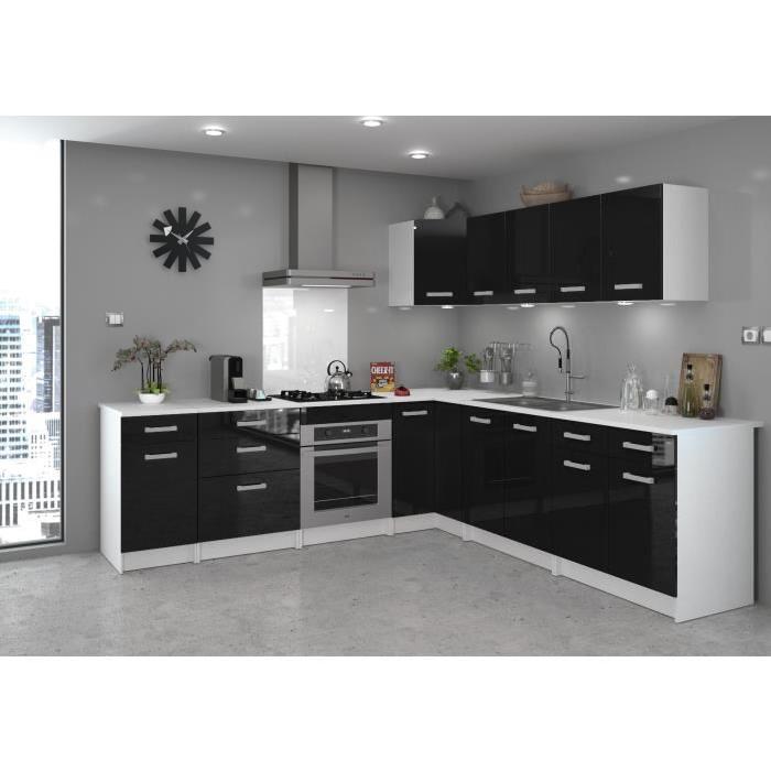 START Meuble bas de cuisine avec plan de travail L 60 cm - Noir brillant