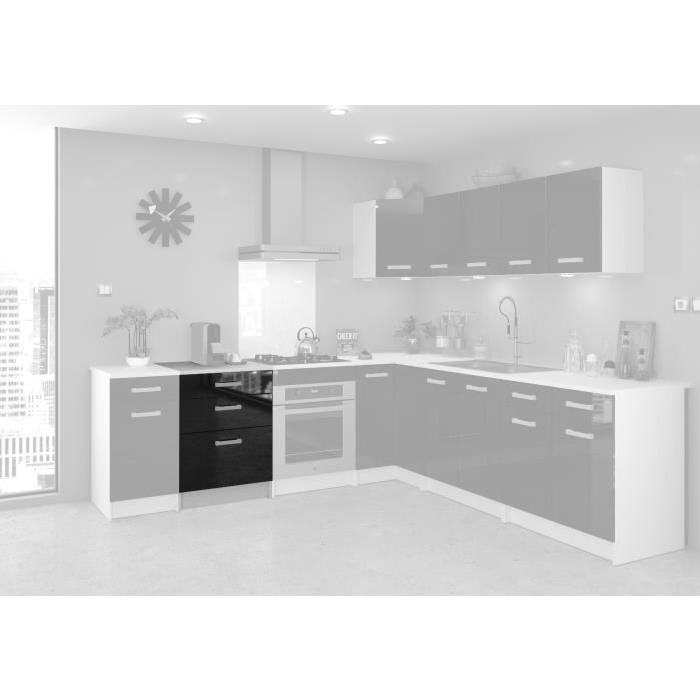 START Meuble bas de cuisine avec plan de travail L 60 cm - Noir brillant