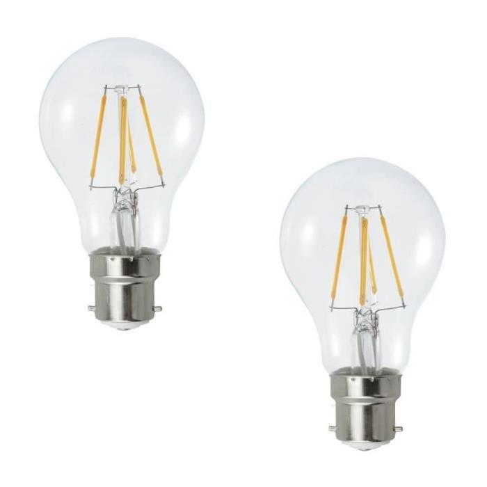 MACADAM LIGHTING Lot de 2 ampoules LED filament standard B22 6 W équivalent a 60 W blanc chaud