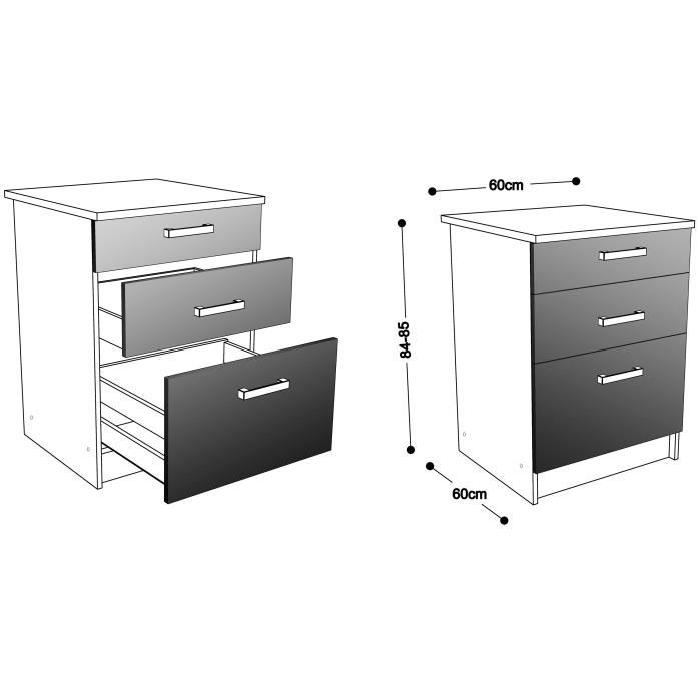 START Meuble bas de cuisine avec plan de travail L 60 cm - Taupe brillant