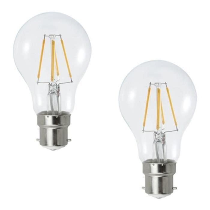 MACADAM LIGHTING Lot de 2 ampoules LED filament standard B22 4 W équivalent a 40 W blanc chaud