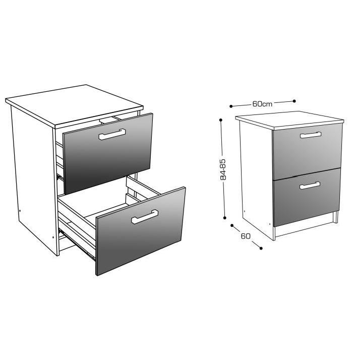 START Meuble casserolier avec plan de travail L 60 cm - Décor frene sablé