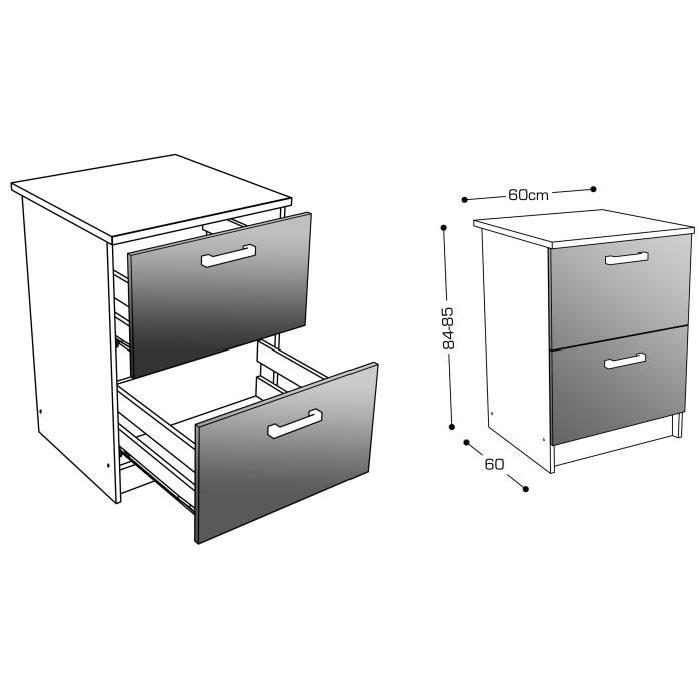 START Meuble bas casserolier avec plan de travail L 60 cm - Ivoire brillant