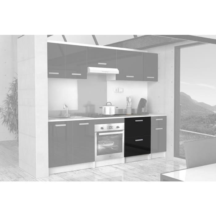 START Caisson bas de cuisine L 60 cm avec plan de travail inclus - Noir Brillant