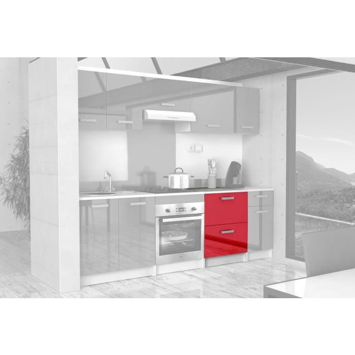 START Caisson bas de cuisine L 60 cm avec plan de travail inclus - Rouge Brillant